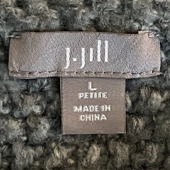 J. Jill Cable Knit Crewneck Sweater Back To School Academia Preppy Cozy Gray L - Picture 3 of 5
